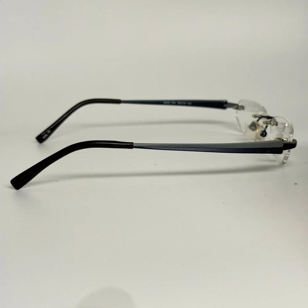 Ogi Eyewear Rimless Rectangular Frames‎ Mod 704 Col 70 Blue Black 50-18-140